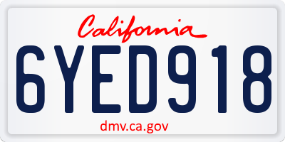 CA license plate 6YED918