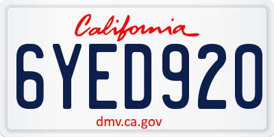 CA license plate 6YED920