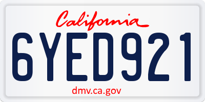 CA license plate 6YED921