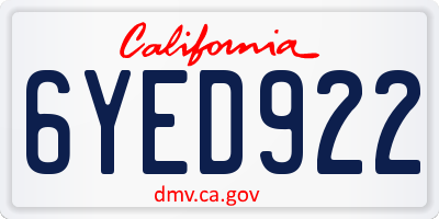CA license plate 6YED922