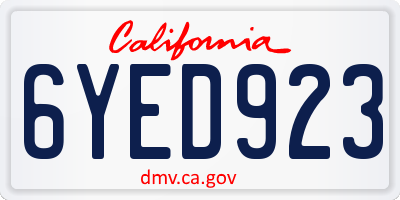 CA license plate 6YED923