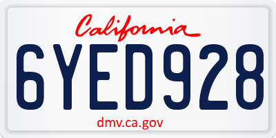 CA license plate 6YED928