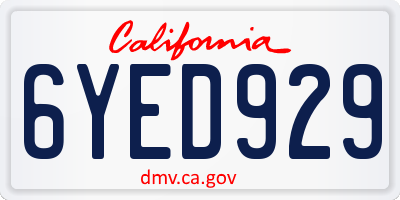 CA license plate 6YED929