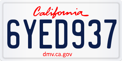 CA license plate 6YED937
