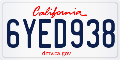 CA license plate 6YED938