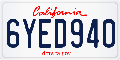CA license plate 6YED940