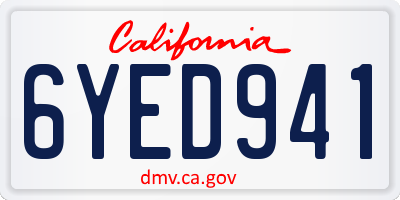 CA license plate 6YED941
