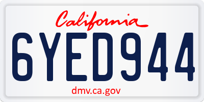 CA license plate 6YED944