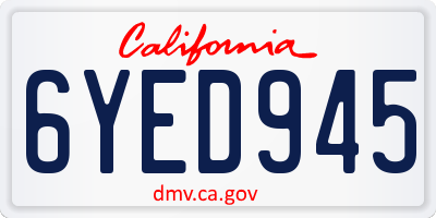 CA license plate 6YED945