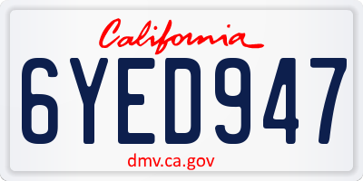 CA license plate 6YED947