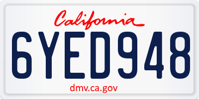 CA license plate 6YED948