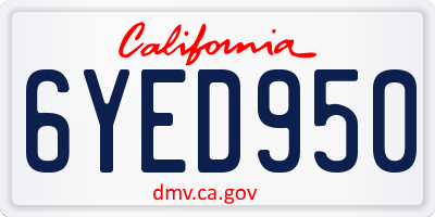 CA license plate 6YED950