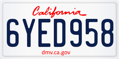 CA license plate 6YED958