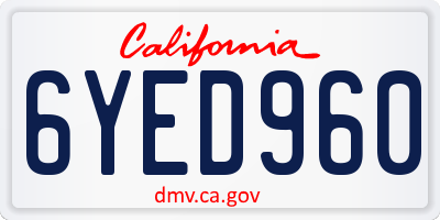 CA license plate 6YED960
