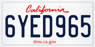 CA license plate 6YED965