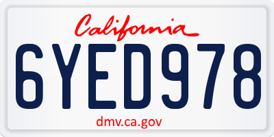 CA license plate 6YED978