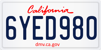 CA license plate 6YED980