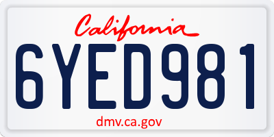 CA license plate 6YED981