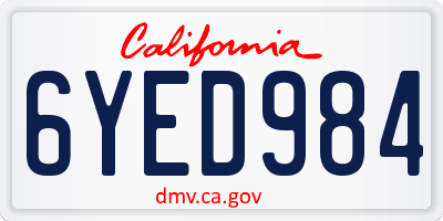 CA license plate 6YED984