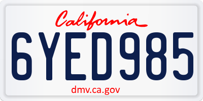 CA license plate 6YED985