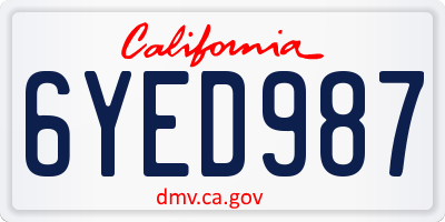 CA license plate 6YED987