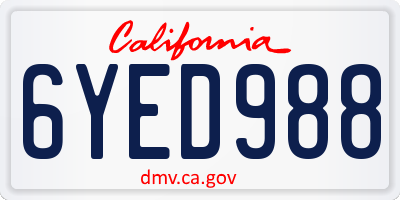 CA license plate 6YED988