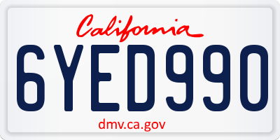 CA license plate 6YED990