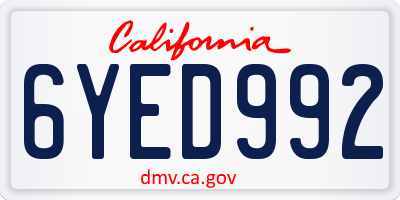 CA license plate 6YED992