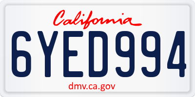 CA license plate 6YED994