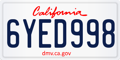CA license plate 6YED998