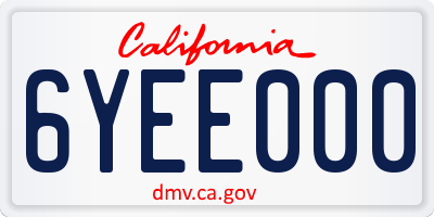 CA license plate 6YEE000