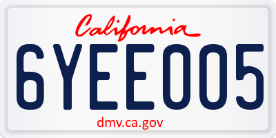 CA license plate 6YEE005