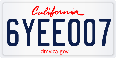 CA license plate 6YEE007