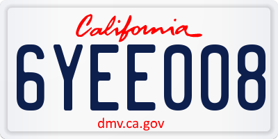 CA license plate 6YEE008