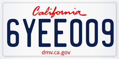 CA license plate 6YEE009
