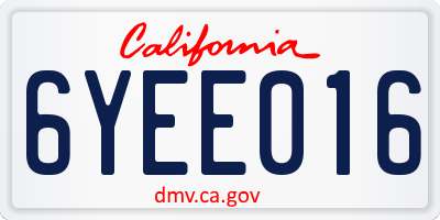 CA license plate 6YEE016