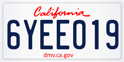 CA license plate 6YEE019
