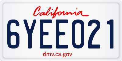 CA license plate 6YEE021