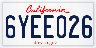 CA license plate 6YEE026