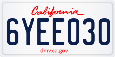 CA license plate 6YEE030