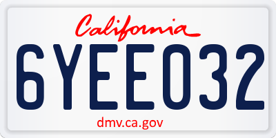 CA license plate 6YEE032
