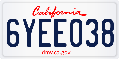CA license plate 6YEE038