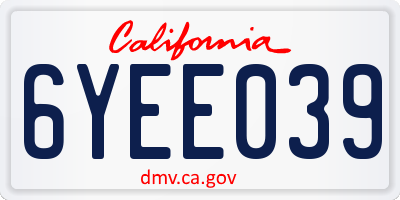 CA license plate 6YEE039