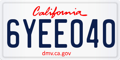 CA license plate 6YEE040
