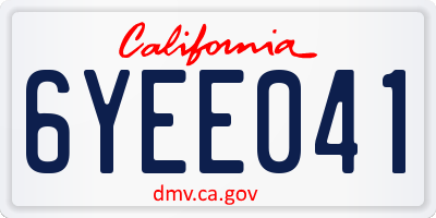 CA license plate 6YEE041