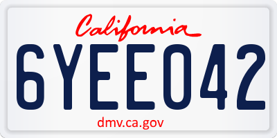 CA license plate 6YEE042
