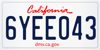 CA license plate 6YEE043