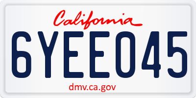CA license plate 6YEE045