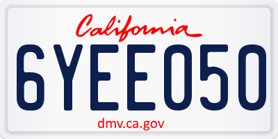 CA license plate 6YEE050