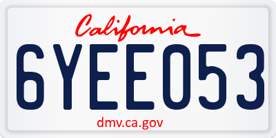 CA license plate 6YEE053